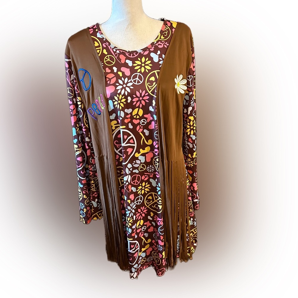 Brown Floral Long Sleeve Dress